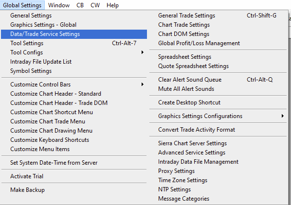 Sierra Chart Main Screen safety